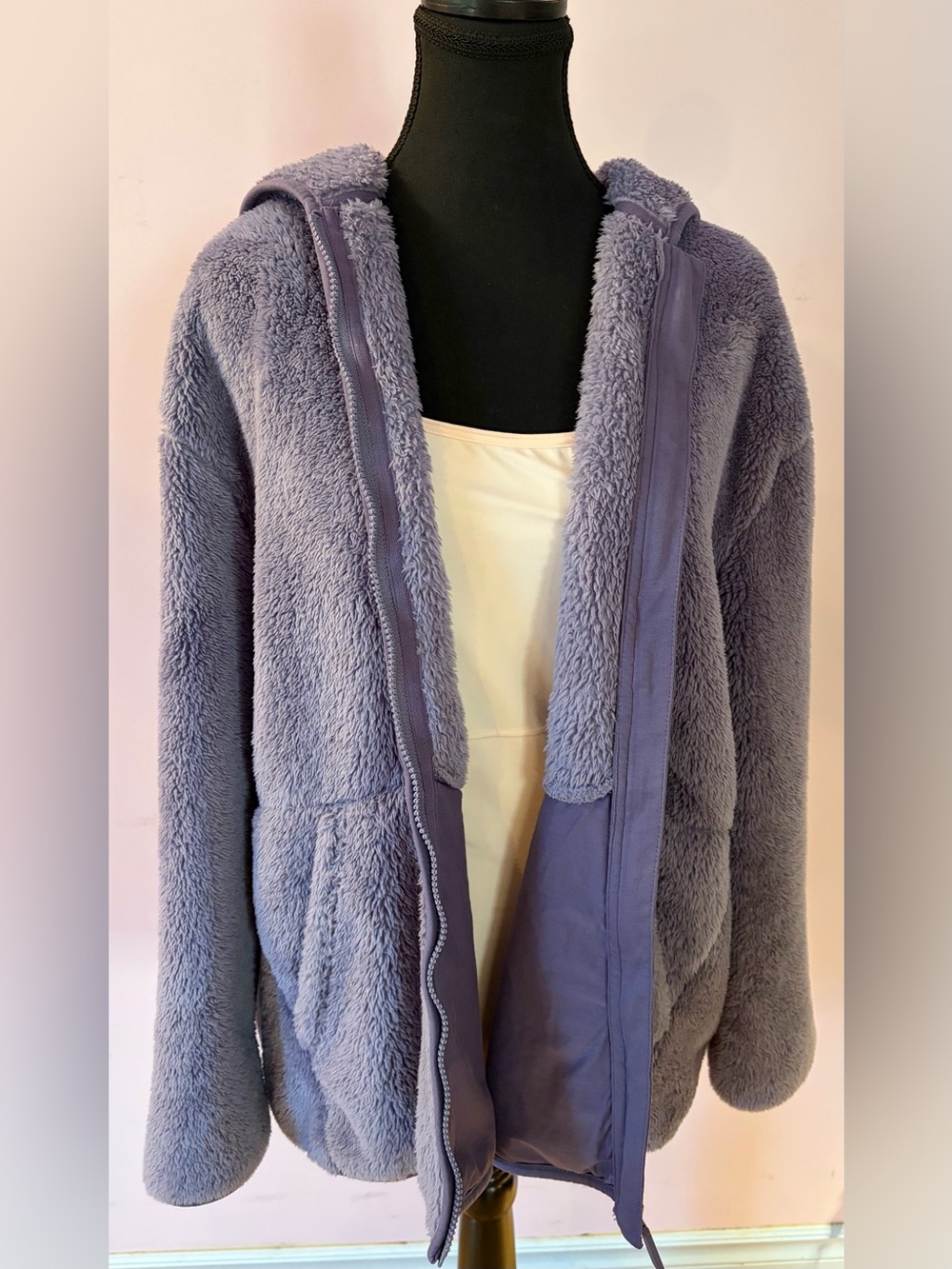 Warm & Fuzzy Purple Zip-Up Hoodie w/ Pockets Size XL